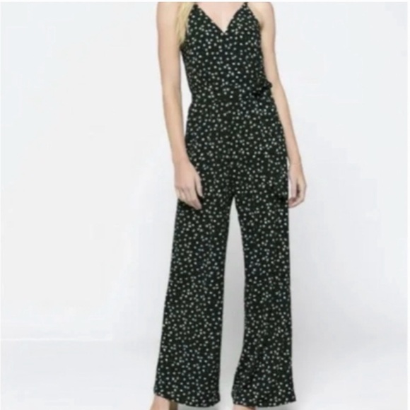 Kaileigh Dark Green Floral Spaghetti-Strap Jumpsuit - Picture 2 of 8